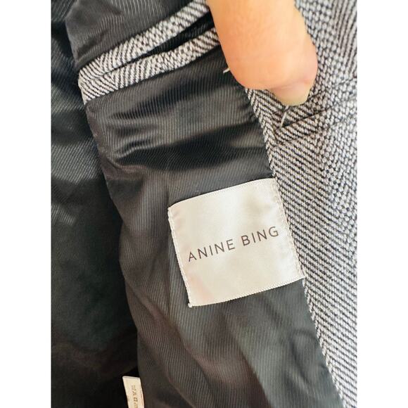 ANNIE BING Grey Wool Blend Boxy Cut Style Oversized Striped Becky Blazer size S - Picture 12 of 14